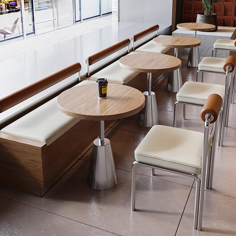 Xijiayi Chocolate Cafe Furniture Set Warm Wood Tones and Comfortable Seating