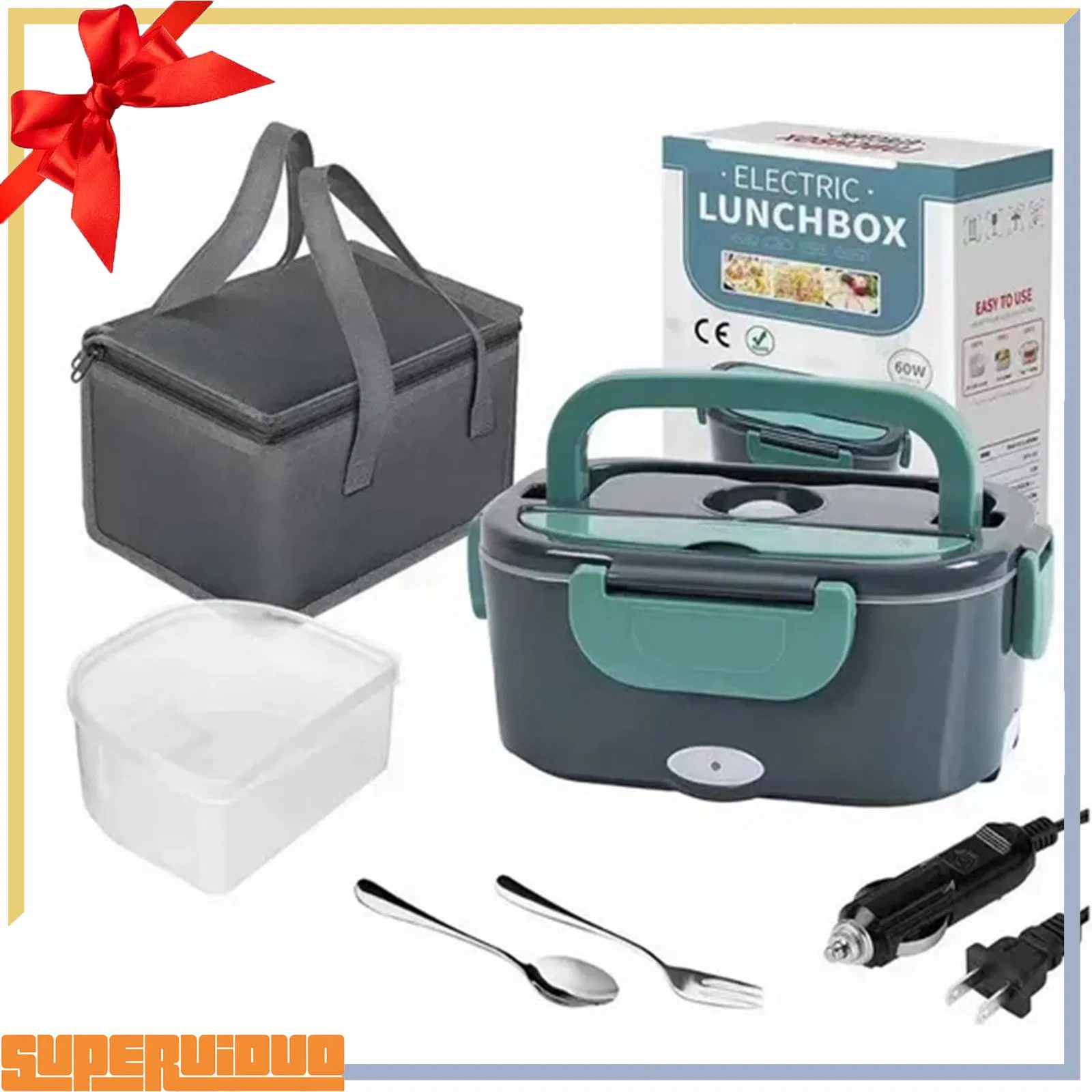 Stainless Steel Electric Heating Lunch Box Portable Food Warmer Container