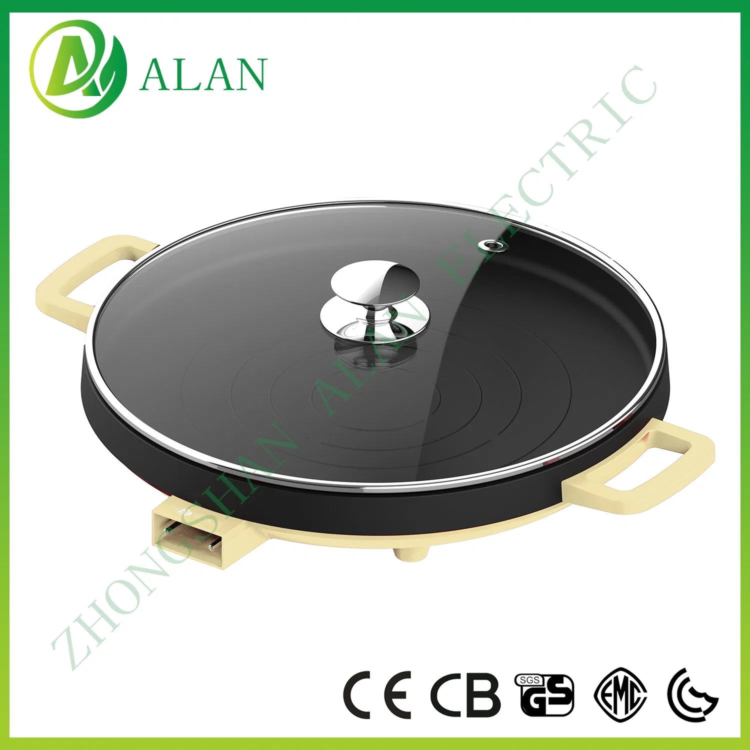 110V/220V Dual Voltage Durable Electric BBQ Tray/No Smoking Frying Pan for Barbecue Use