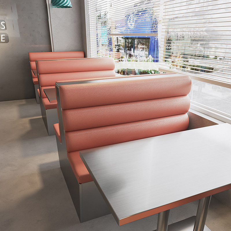 Xijiayi Easy-to-Clean Fast Food Booth Seating with Portable Stainless Steel Dining Tables