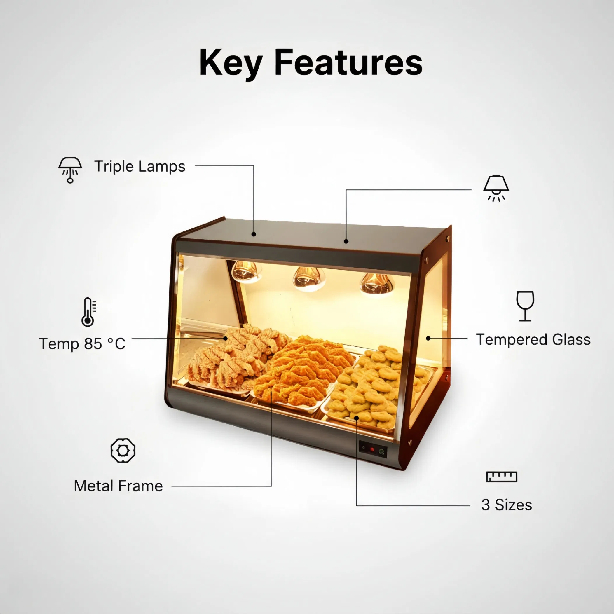 Electric Heated Commercial Food Display Warmer for Fast Food Shop