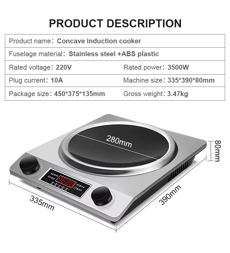 3500W Electric Household Restaurant Hot Pot Fried Concave Electromagnetic Induction Cooker