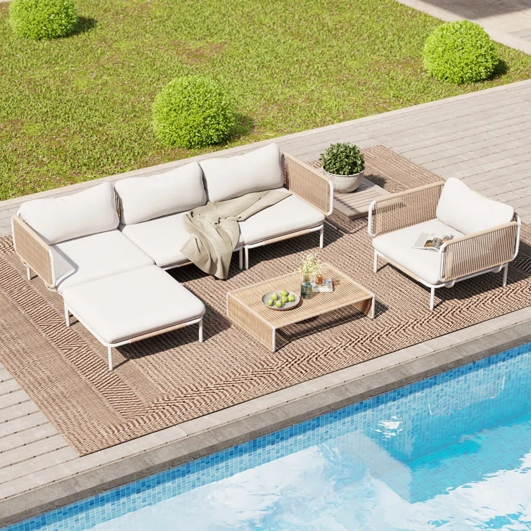 Outdoor Wicker Sofa Garden Leisure Chair Beach Sofa Bed Hotel Furniture