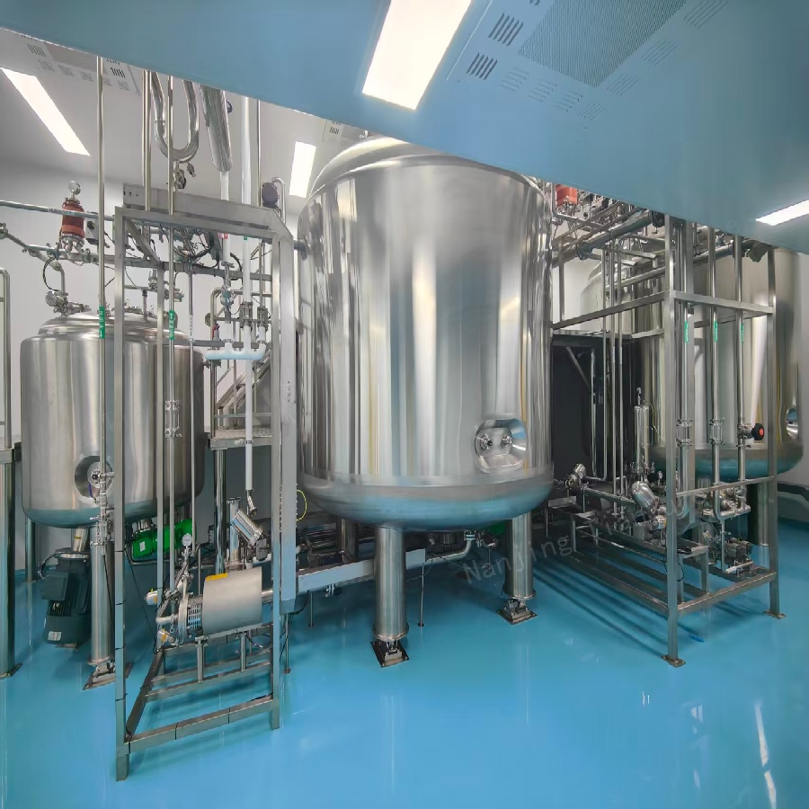 High Purity Liquid Preparation and Mixing System Plant and Equipment with Modular Skid and Storage Vessel for Pharmaceutical Use