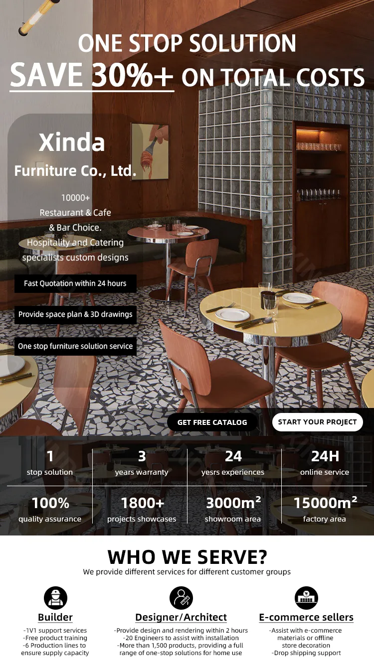 Fast Food Wood Dining Table and Chair