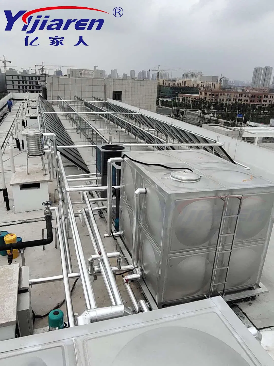 Industrial Commercial Hot Water Combination Cost Saving Solar Collector Air Source Heat Pump Heating System