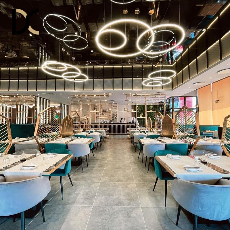 Custom Commercial Dining Furniture Big Size Blue Velvet Circle Restaurant Booth Seating