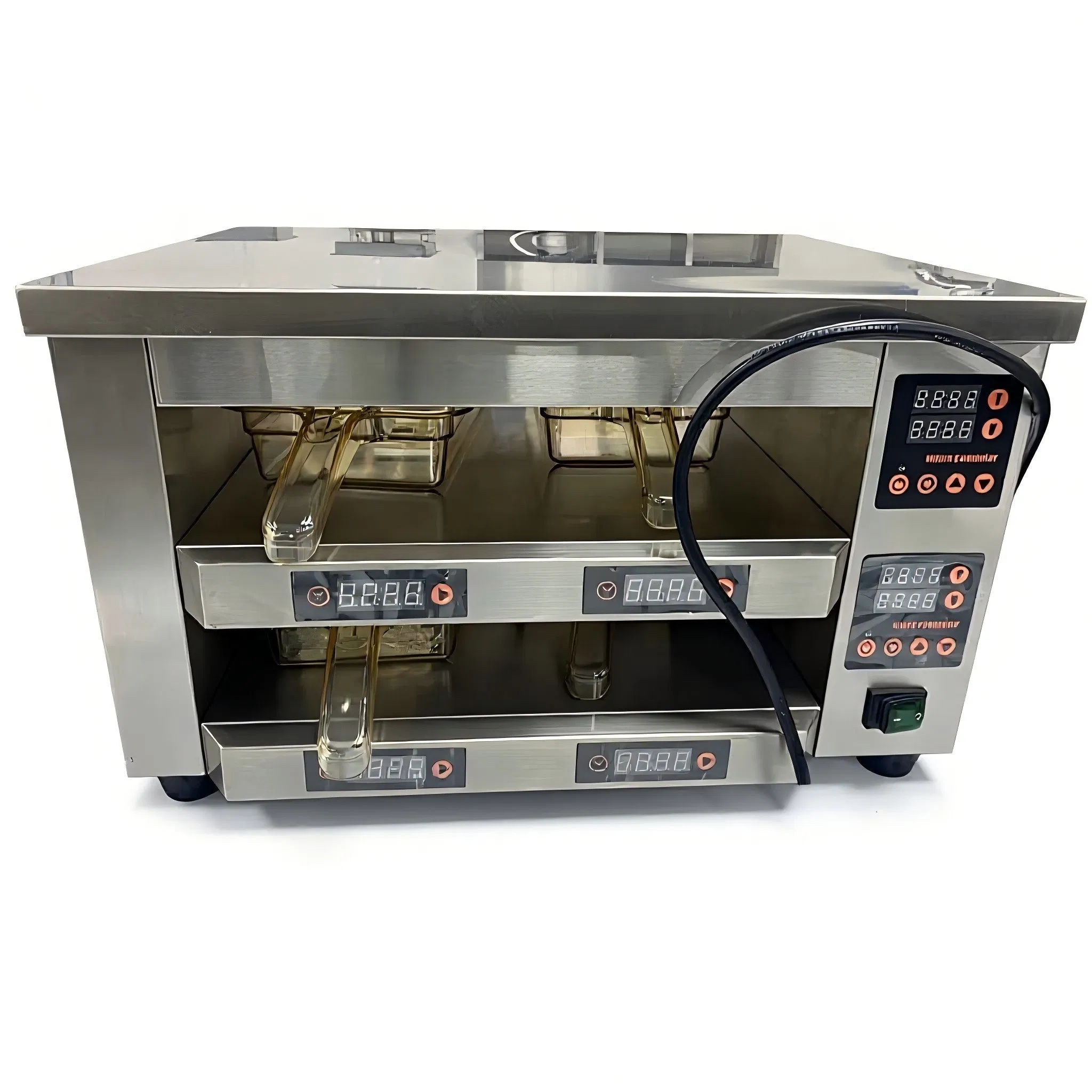 Electric Vertical 2 Layers 4 Trays Hamburger Meat Pie Patty Warmer for Fast Food Mcdonald Kfc Warmer Display Cabinet Smart Digital