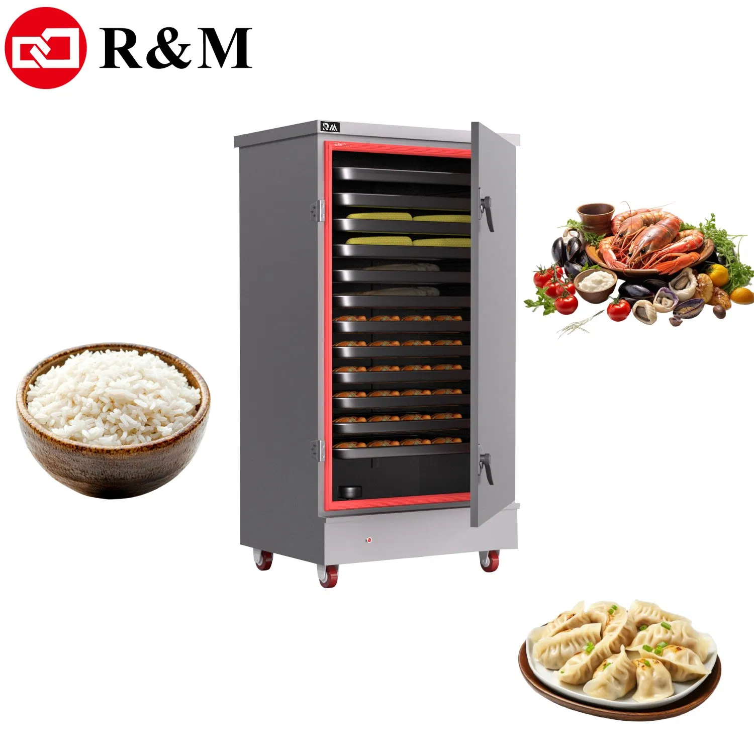 Commercial RM Stainless Steel Electric Gas Propane Sticky Rice Seafood Crabs Shrimps Metal Dumpling Egg Crab Cuisine Multi 30cm Basket Cooker Steamer for Sale