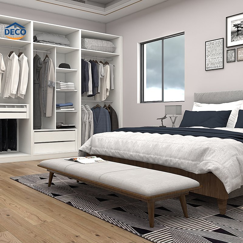 New Product Wooden Dressing Table Bedroom Standing Sliding Door Wardrobe with Mirror