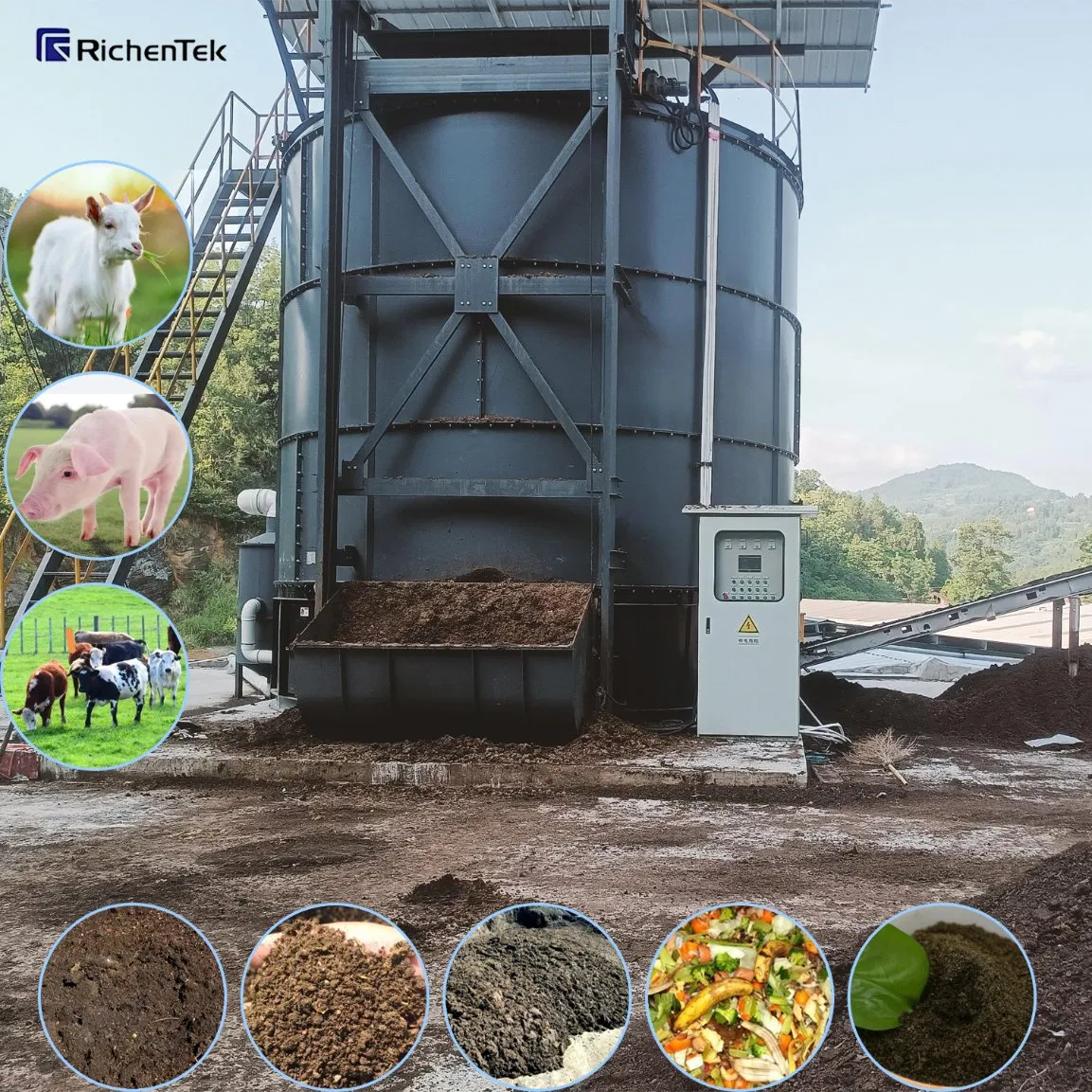 Eco-Friendly Fermentation Equipment-Energy-Efficient Vertical Compost Reactor: Natural Heat Circulation Reduces Heating Costs by 40%