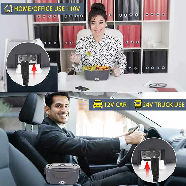 Hot Sales Electric Lunch Box Portable Adult Car Food Heating Warmer Container Stainless Steel Thermal Lunch Box 110V/12V/24V 80W Electric Lunch Box