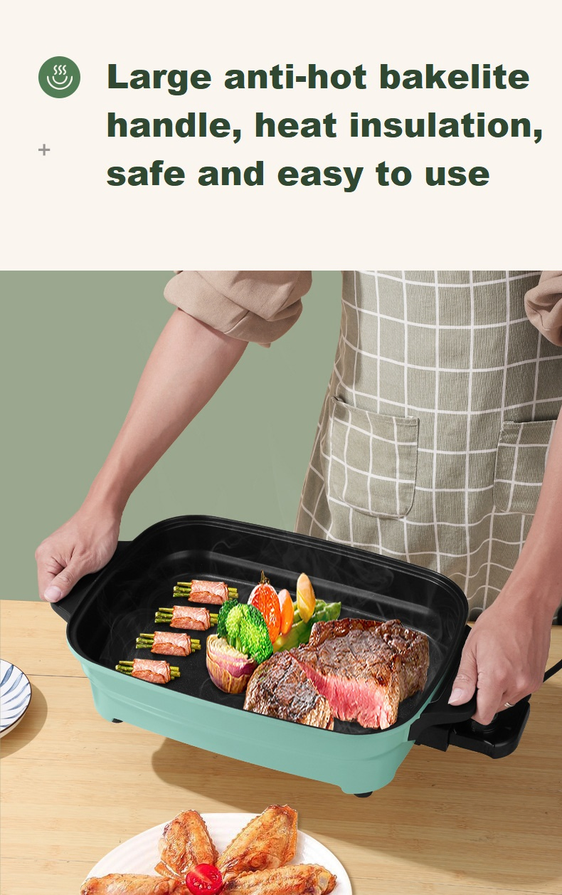 1800W BBQ Grill Pan Multi-Function Electric Grill Pan Carton Aluminum Customized