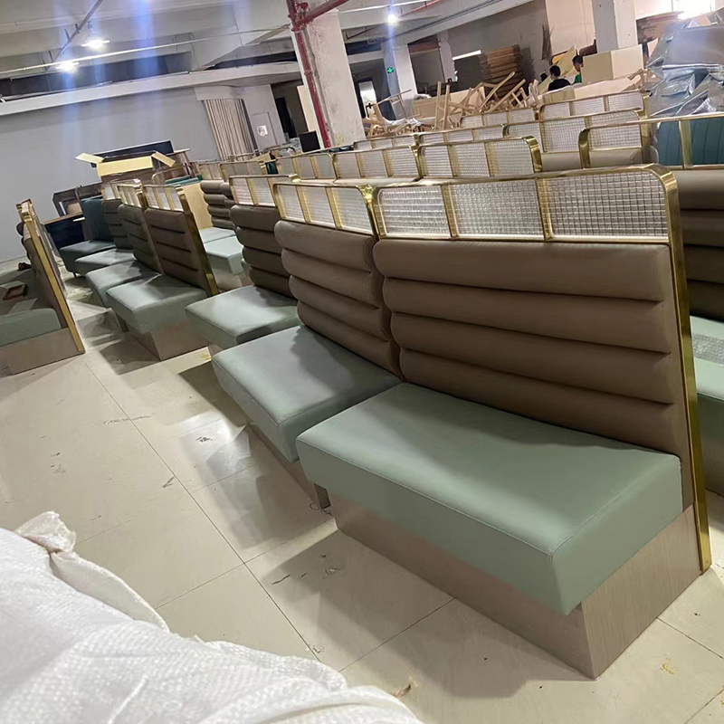 Customized Restaurant Leather Sofa Booth Seating Furniture Dining Tables and Chairs