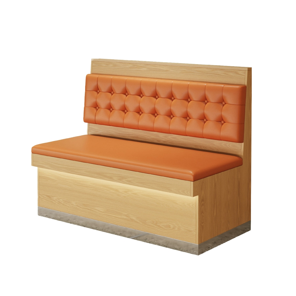 Retro Leather Hotel Coffee Shop Commercial Cafe Restaurant Furniture Booth Seating Table and Chair Set