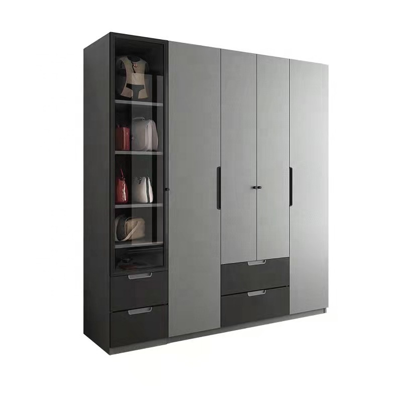 Custom Hotel Modular Wooden 4 Doors Master Furniture Walking Walldrope Wardrobe Bedroom Systems Walk in Closets