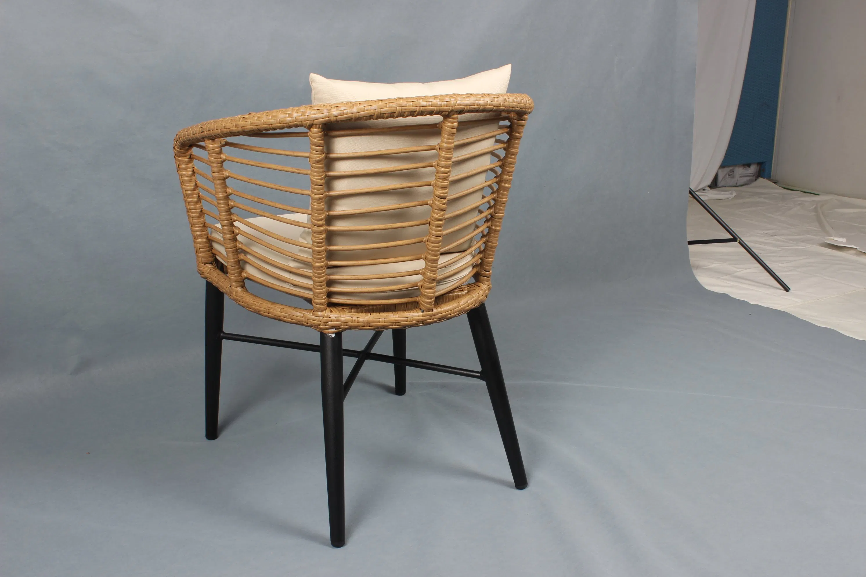 Stackable Leisure Garden Rattan Bistro Chair Outdoor Furniture with Cushion