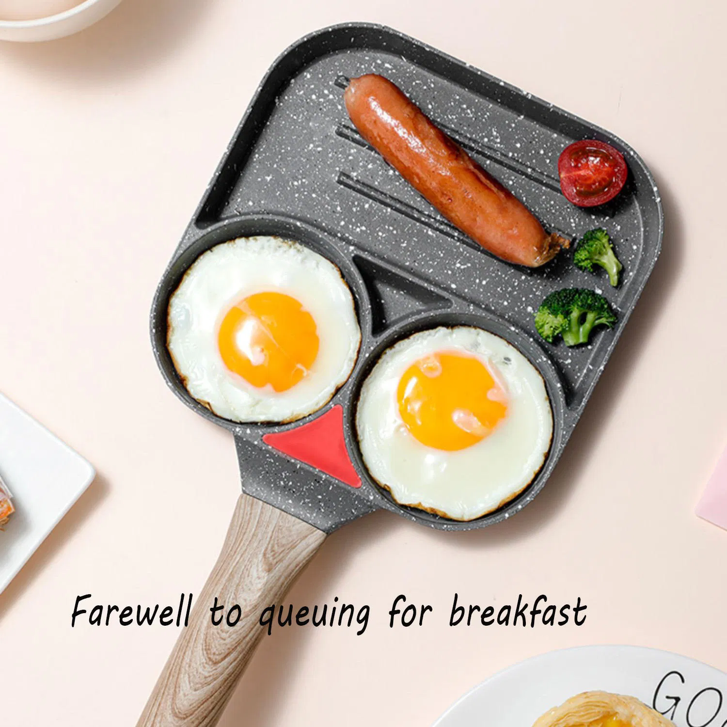 Modern Design Aluminum 3-Section Nonstick Egg Frying Pan 2 in 1 Cooking Pot with Induction Bottom Newest Release