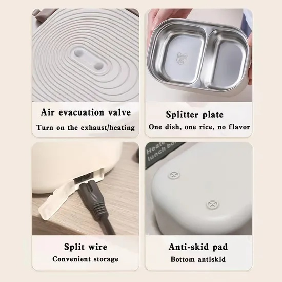 Portable Electric Heating Lunch Box SUS304 Stainless Steel Food Warmer