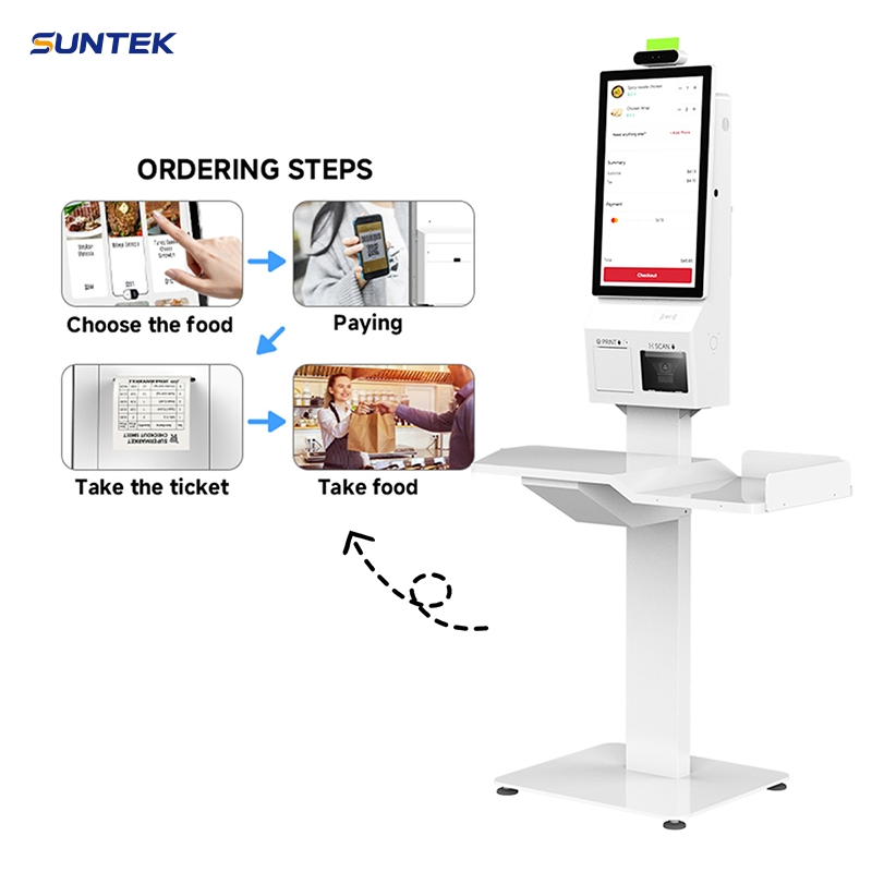 Suntek Floor Stand Wall Mounted 23.8 Inch Touch Screen Self Service Payment Ordering Kiosks