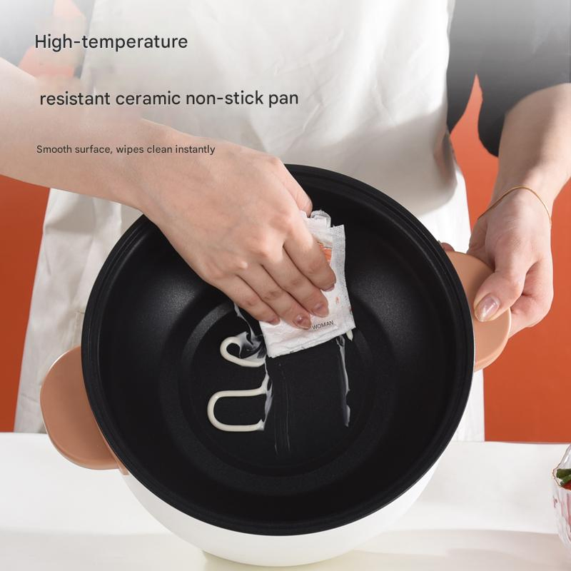 Compact Electric Cooking Pot Hot Pot Multi-Function Electric Cooker with Non-Stick Coating for Quick and Easy Meals