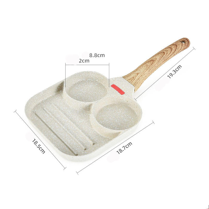 Modern Design Aluminum 3-Section Nonstick Egg Frying Pan 2 in 1 Cooking Pot with Induction Bottom Newest Release