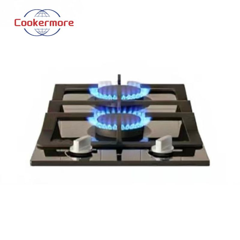 Cookermore Dual-Burner Tempered Glass Panel Electronic Ignition Portable Built-in Gas Stove