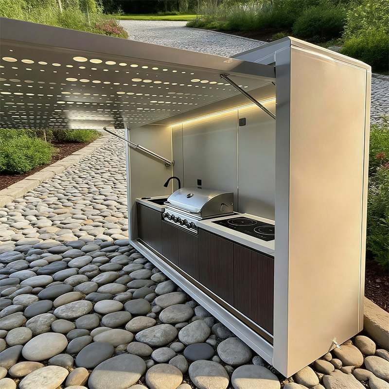 Wedding Restaurant Relaxing Outdoor Island Kitchen Furniture with Sink and Bar Stools