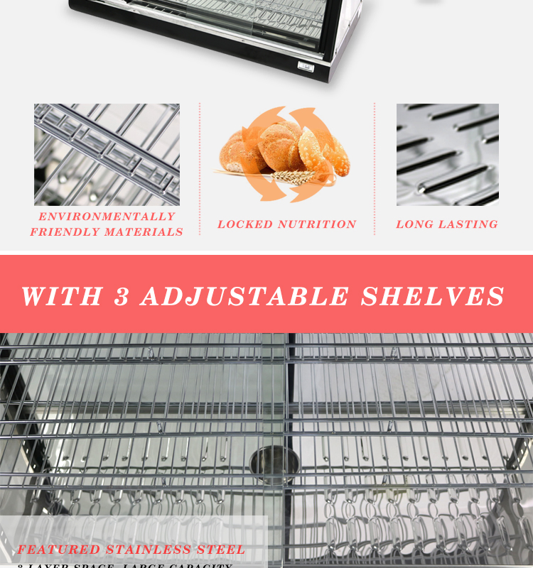 CE Approved Heated Holding Cabinet Kitchen Catering Equipment Countertop Electric Insulated Stainless Steel Food Display Warmer