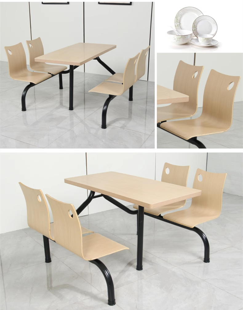 Industrial Fast Food Outdoor Bentwood Staff Canteen Dining Table and Chair Combination Restaurant Furniture Set