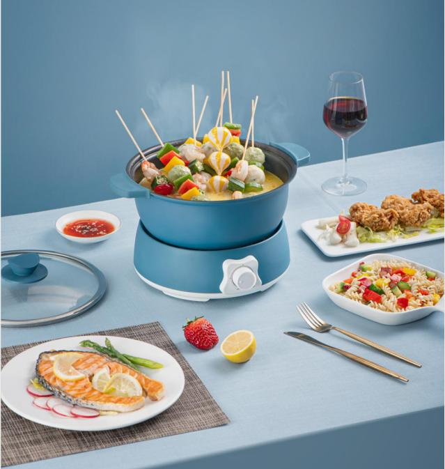 Blue Aluminium Electric Grill Pan with Nonstick Surface 26cm CDA-120