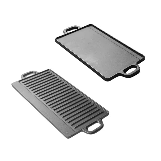 Food Safe Preseasoned Cast Iron Grill Pan for Gas and Electric Stoves