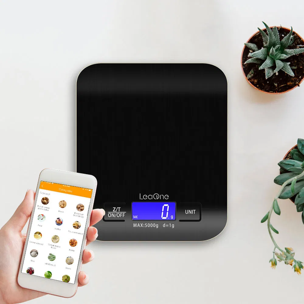 Homefashion 5kg 1g 11lb Digital Kitchen Scales Food Scale with Stainless Steel Platform Electronic Cooking Backlit LCD Display Multifunction for Home and Office