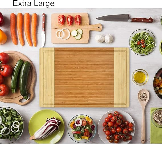 Extra Large Bamboo Cutting Board with Juice Groove Design