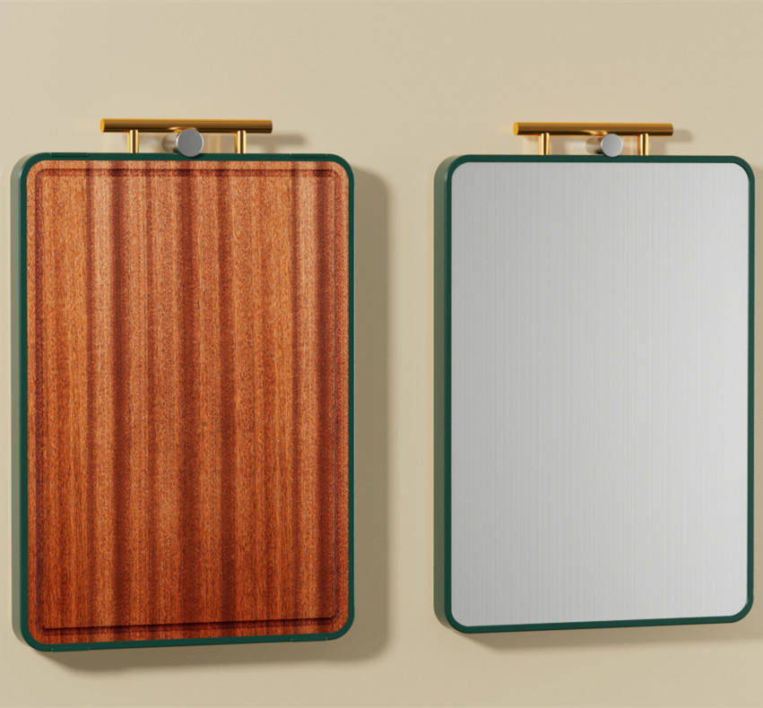 Kitchenware Bamboo Double Side Stainless Steel Chopping Board Block Wood Antibacterial Multifunctional Cutting Board with Handle