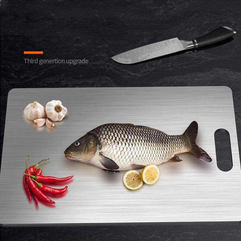 Food Grade Double Sided 304 Stainless Steel Non Toxic Chopping Block Cutting Board with Multiple Sizes