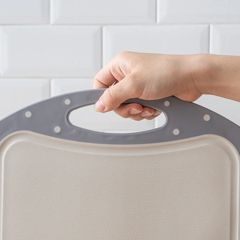 Double-Side Using Easy-Grip Handle BPA Free Wheat Straw PP Anti-Skidding Stainless Steel Multi-Purpose Double-Sided Cutting Board