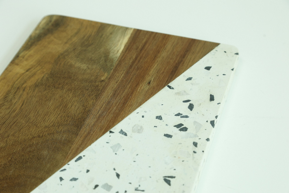 Homsense Reversible Wood Marble Cheese Cutting Board Chopping Board