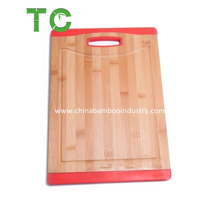 Wholesale Customzied Bamboo Cutting Board with Silicone Edge, Juice Groove Cheese Cutting Board