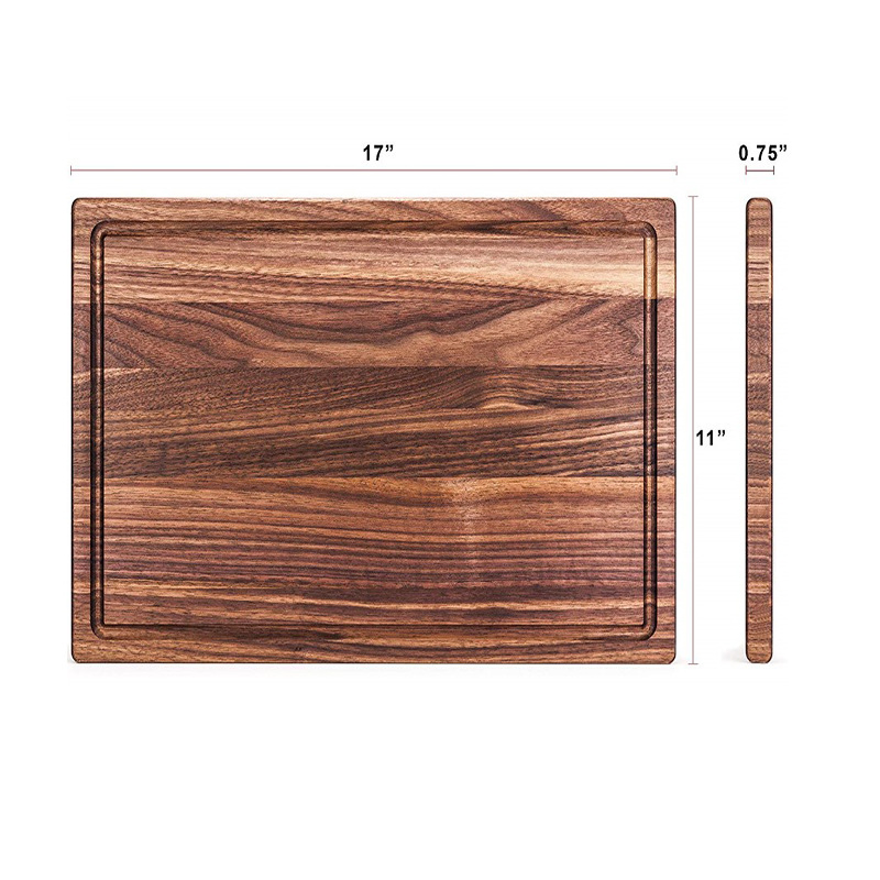 Cutting Board Wood Thick Butcher Chopping Block with Concave Sink