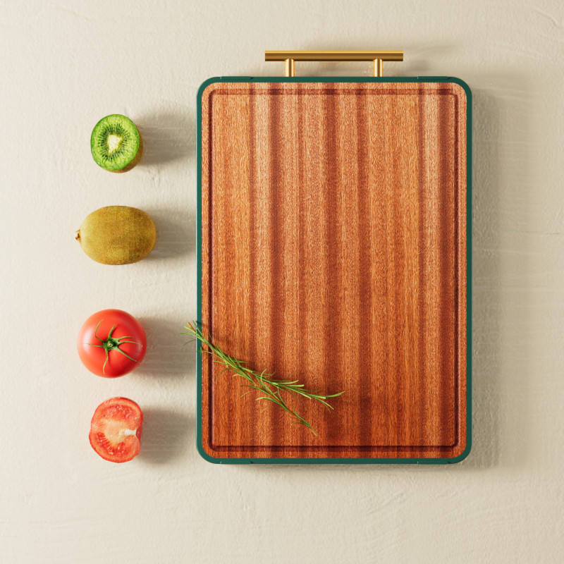 Kitchenware Bamboo Double Side Stainless Steel Chopping Board Block Wood Antibacterial Multifunctional Cutting Board with Handle