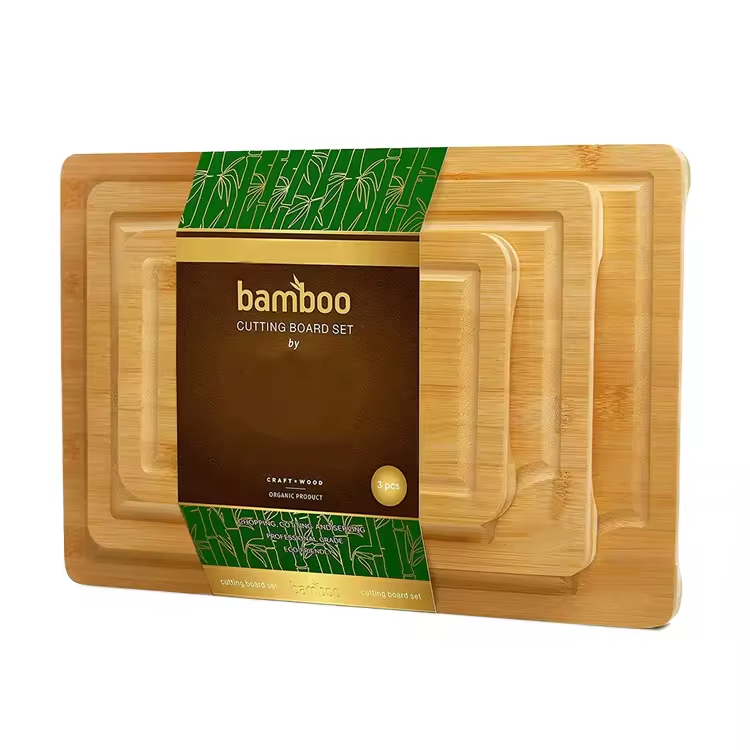 Cutting Board for Kitchen Large Organic Bamboo Chopping Block with Juice Groove