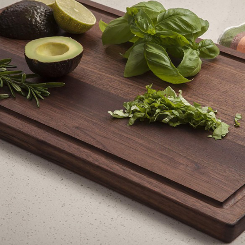 Cutting Board Wood Thick Butcher Chopping Block with Concave Sink