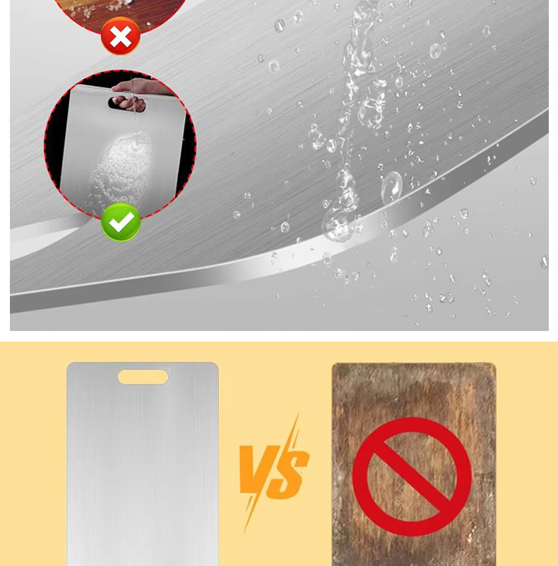 New 100% Pure Titanium Cutting Boards for Kitchen Double-Sided Titanium Chopping Board for Cutting Meats Fruits and Vegetables