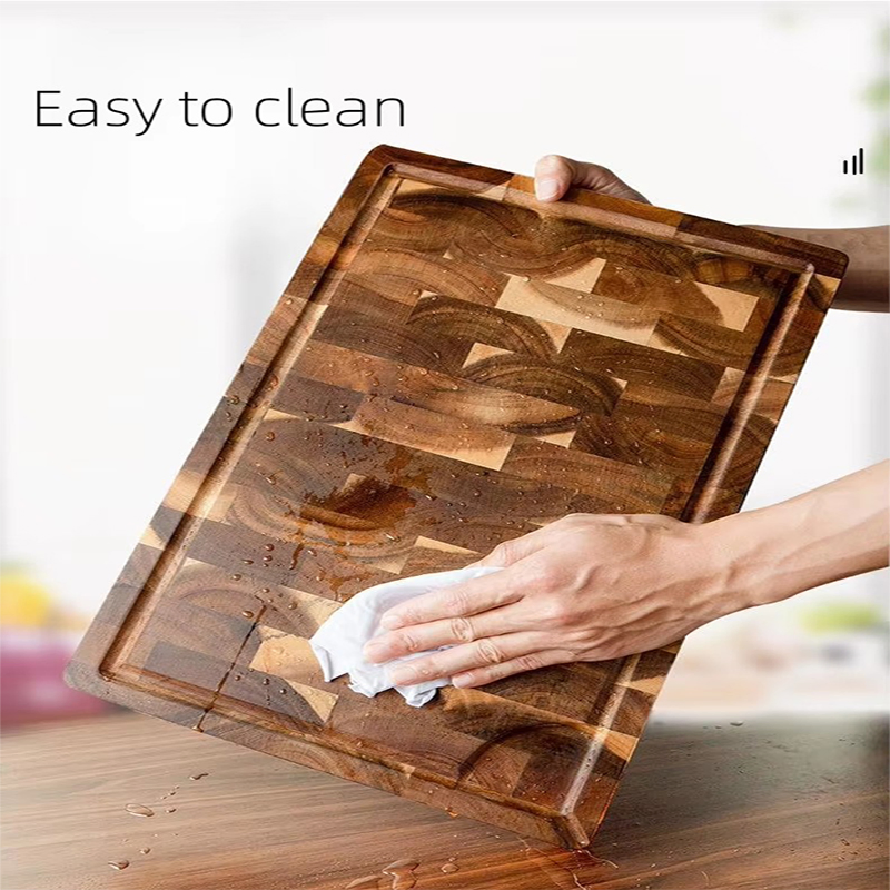 End Grain Wood Butcher Block Chopping Cutting Board with Juice Groove Hand Grips