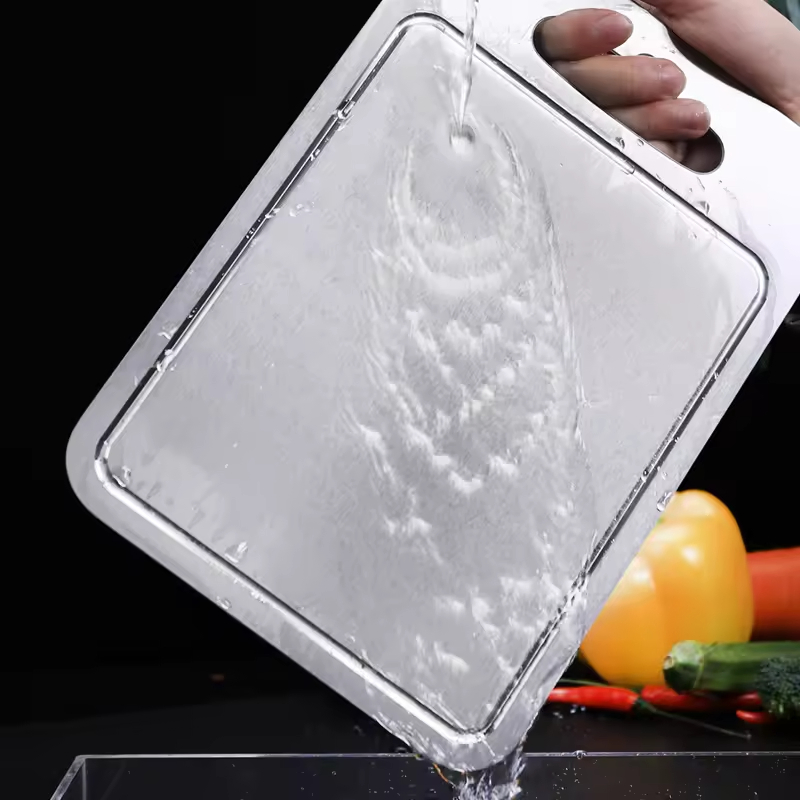 Customized Pure Titanium Cutting Board Outdoor Double-Sided Cutting Board Portable Stainless Steel Cutting Board with Grooves