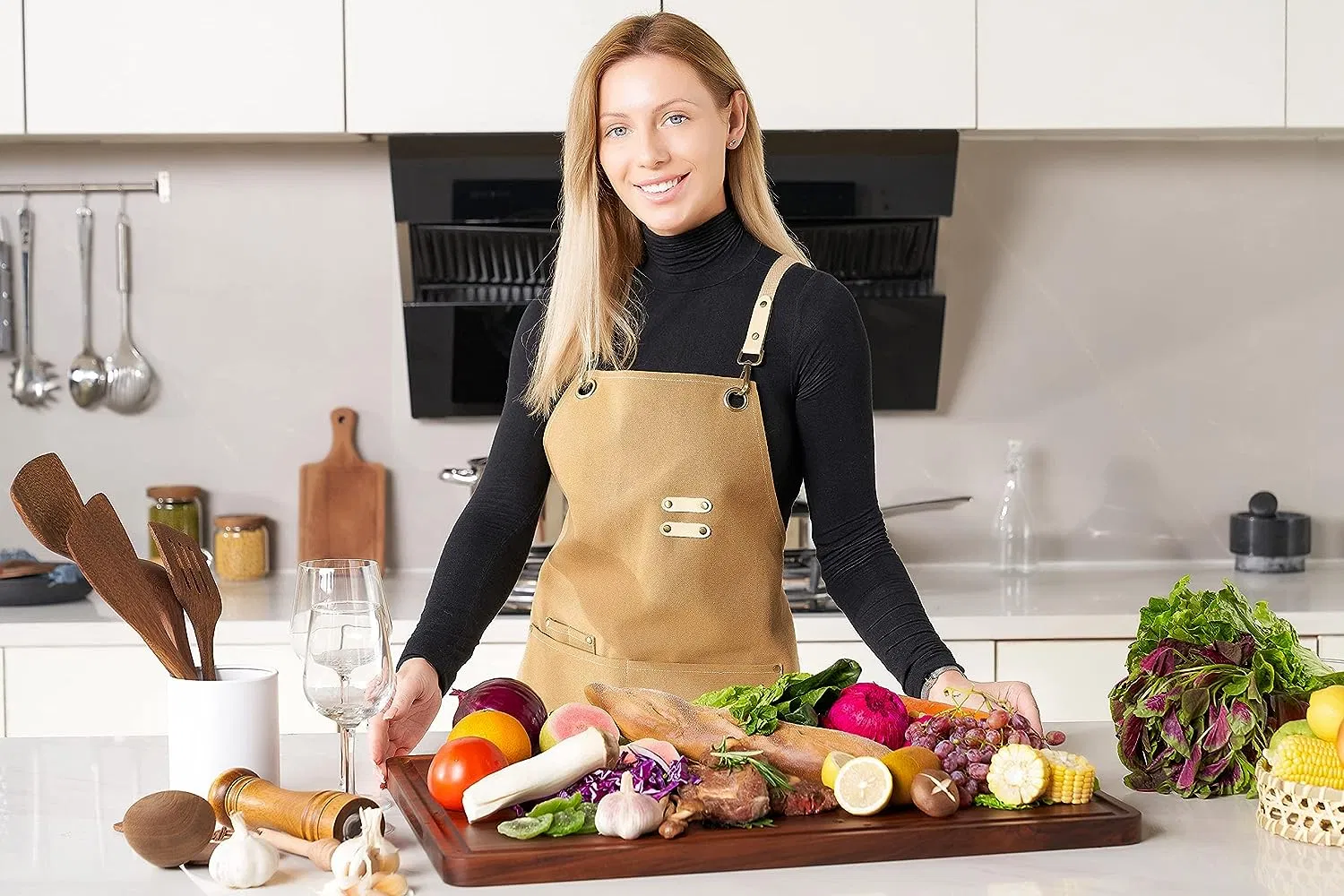 Large Walnut Wood Cutting Board with Juice Groove Handles