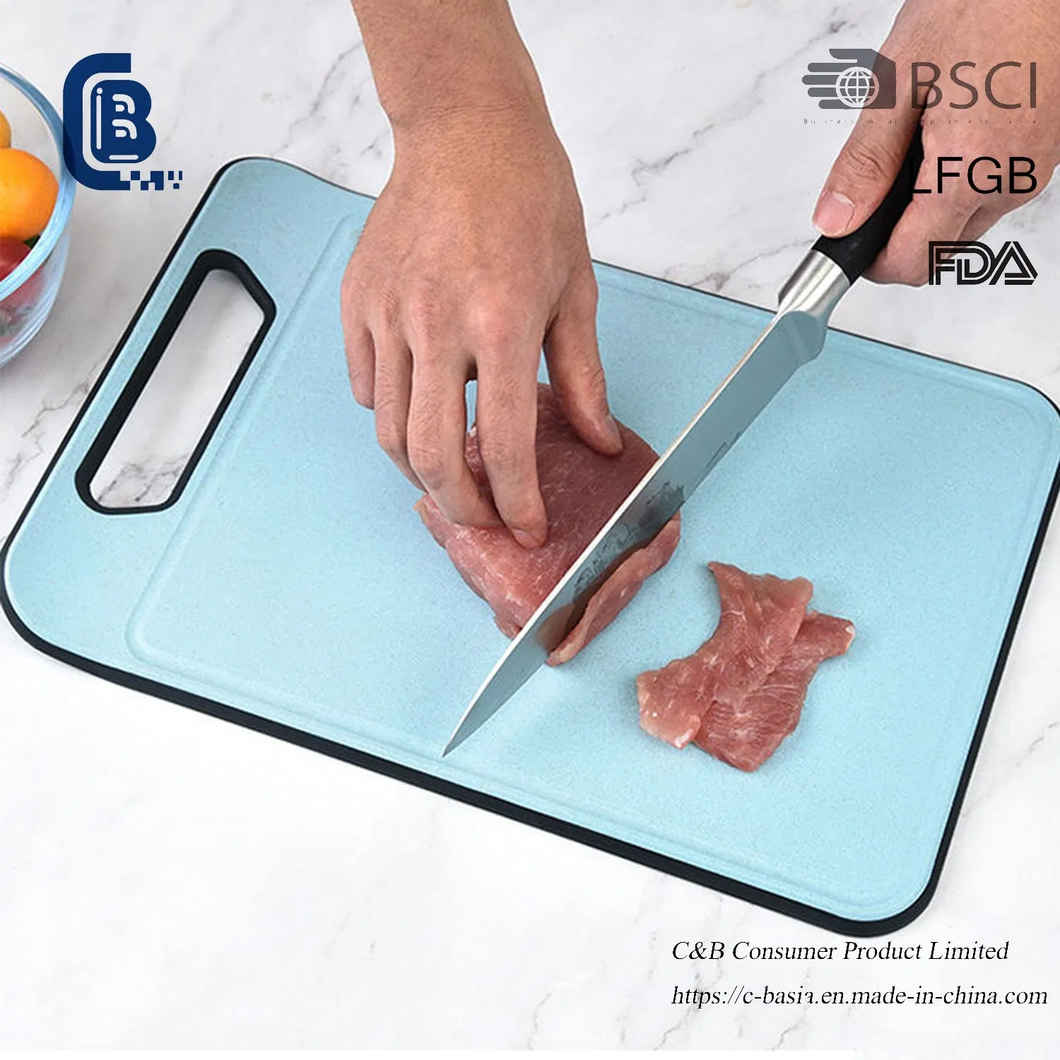 Food-Grade Wheat Straw Cutting Board - with Juice Grooves, Dishwasher Safe