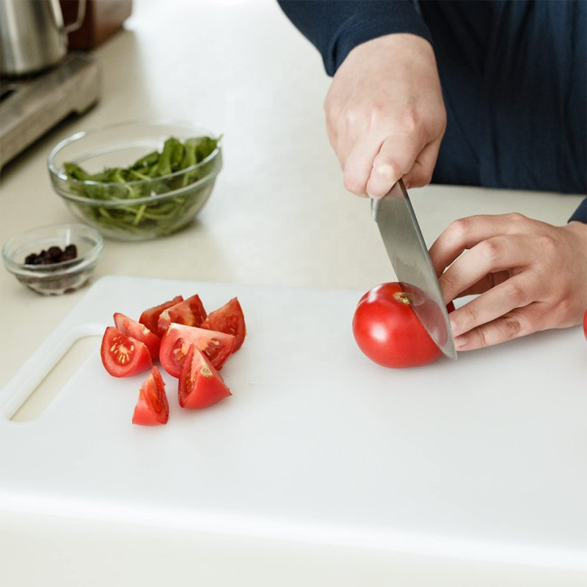 Double Sided PE Cutting Board with Juice Groove for Food Prep