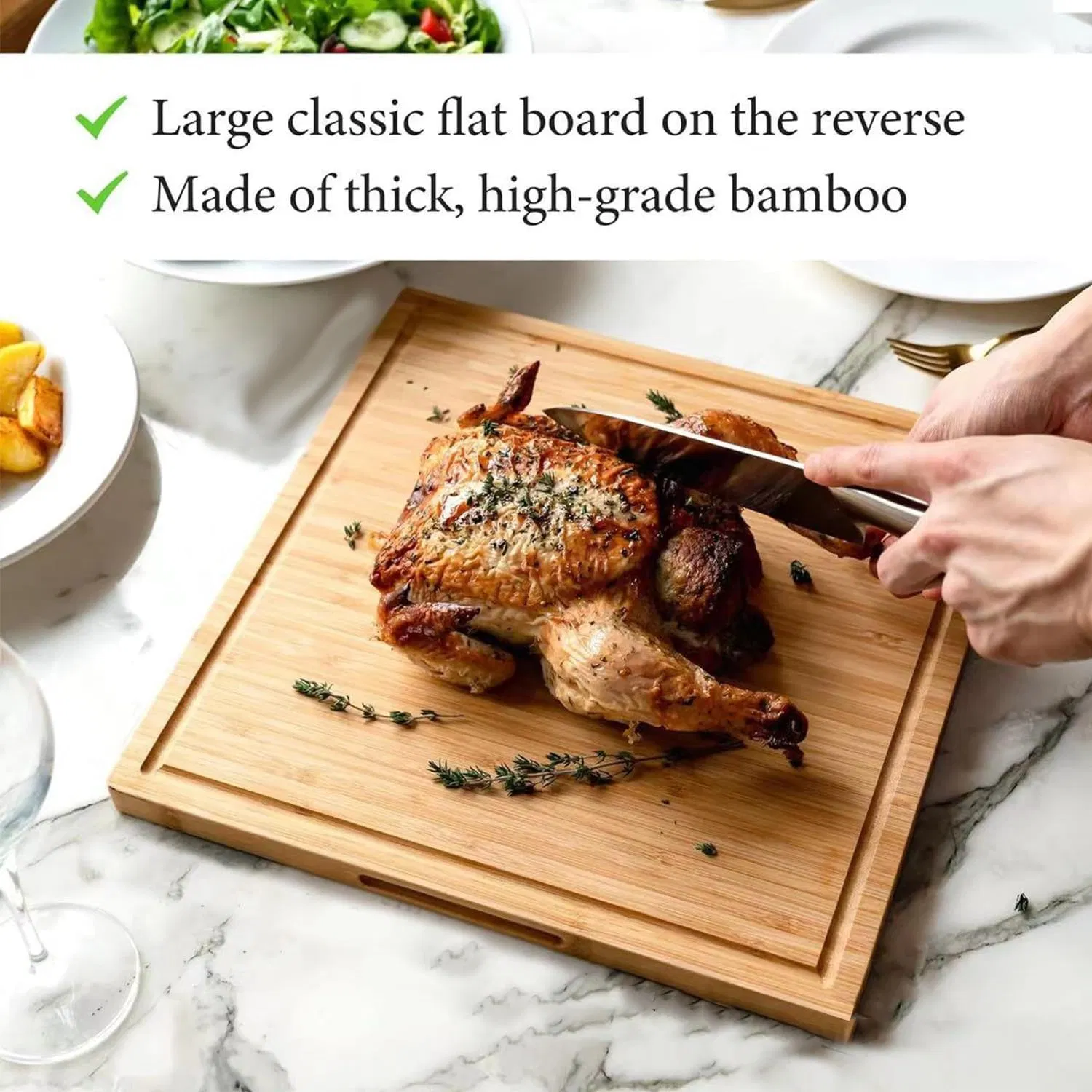 Cheese Board &amp; Serving Platter, Reversible Wooden Cutting Board for Kitchen